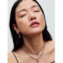 Collana Maglia Geometrica con Chiusura a Cuore Placcatura in Oro Rosa 14k - Pandora