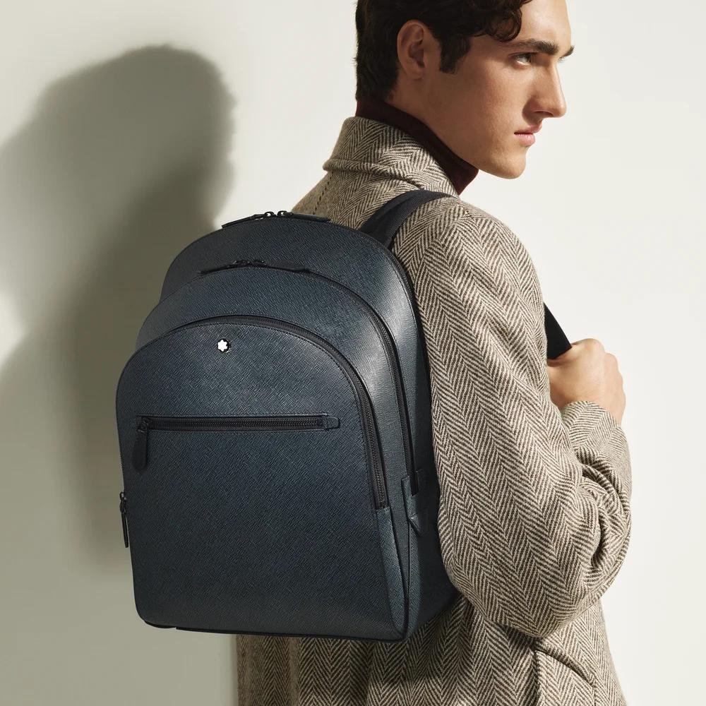 Montblanc - Zaino Medio - Pelle Sartorial - Blu/Nero