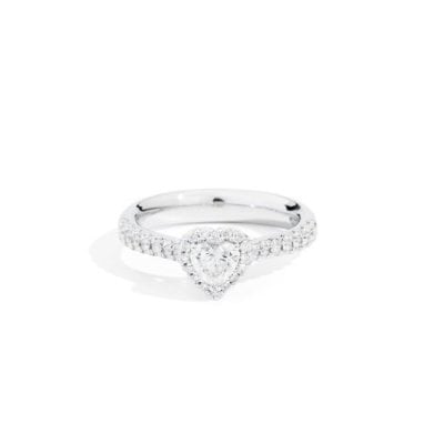 Recarlo - Solitario Halo Heart - Oro Bianco - Diamante