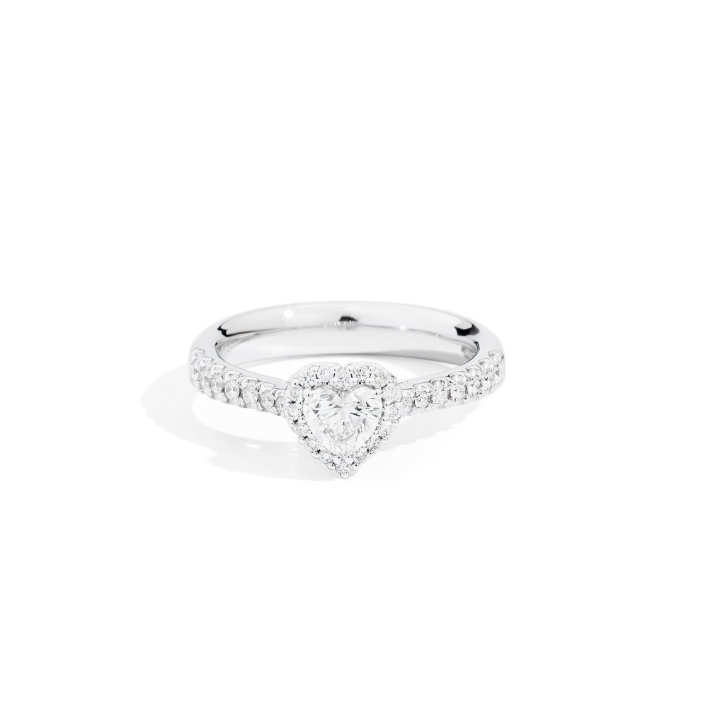Recarlo - Solitario Halo Heart - Oro Bianco - Diamante