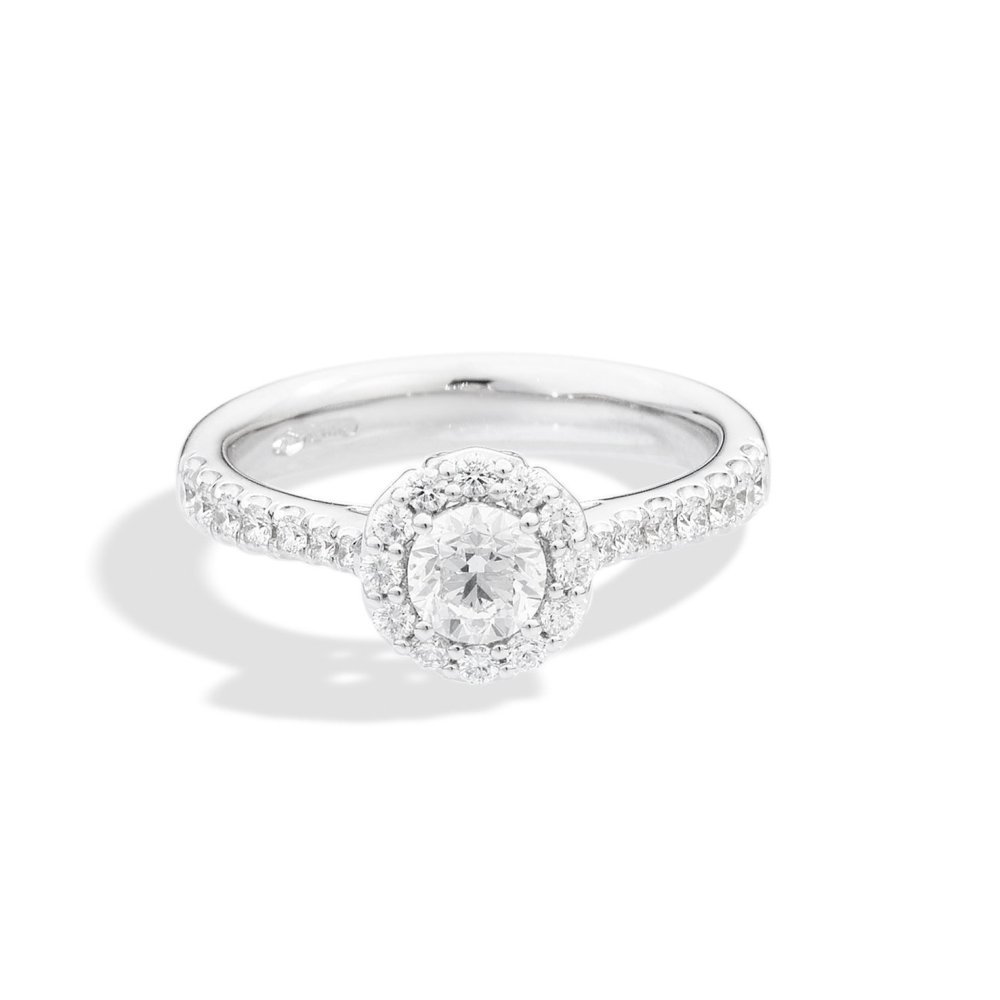 Recarlo - Solitario Halo - Oro Bianco - Diamanti