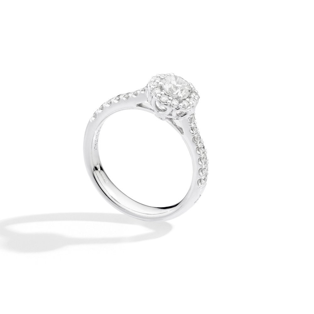Recarlo - Solitario Halo - Oro Bianco - Diamanti