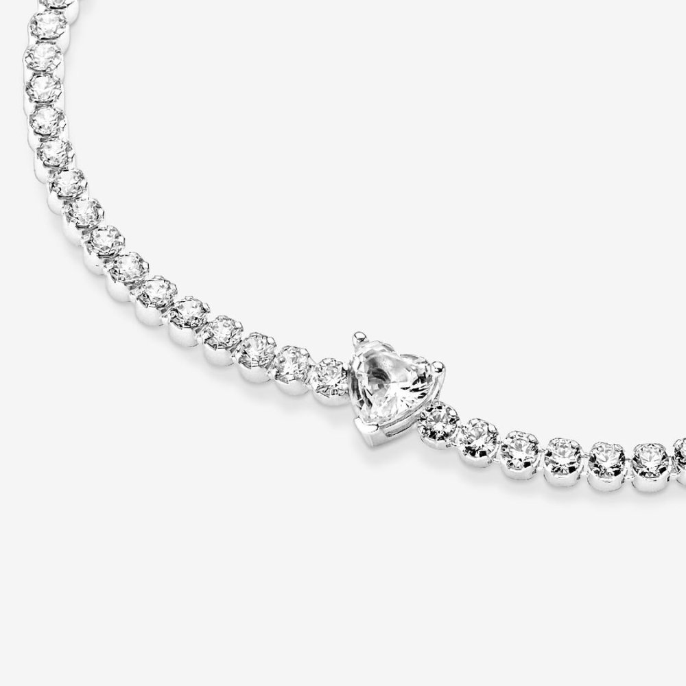Bracciale Tennis con Cuore in rilievo