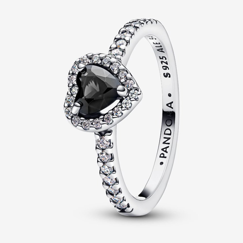 Anello Cuore in Rilievo Nero