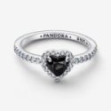 Anello Cuore in Rilievo Nero