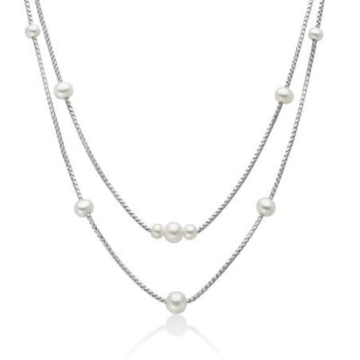 Miluna - Collana A Due Fili - Perle Oriente - Argento