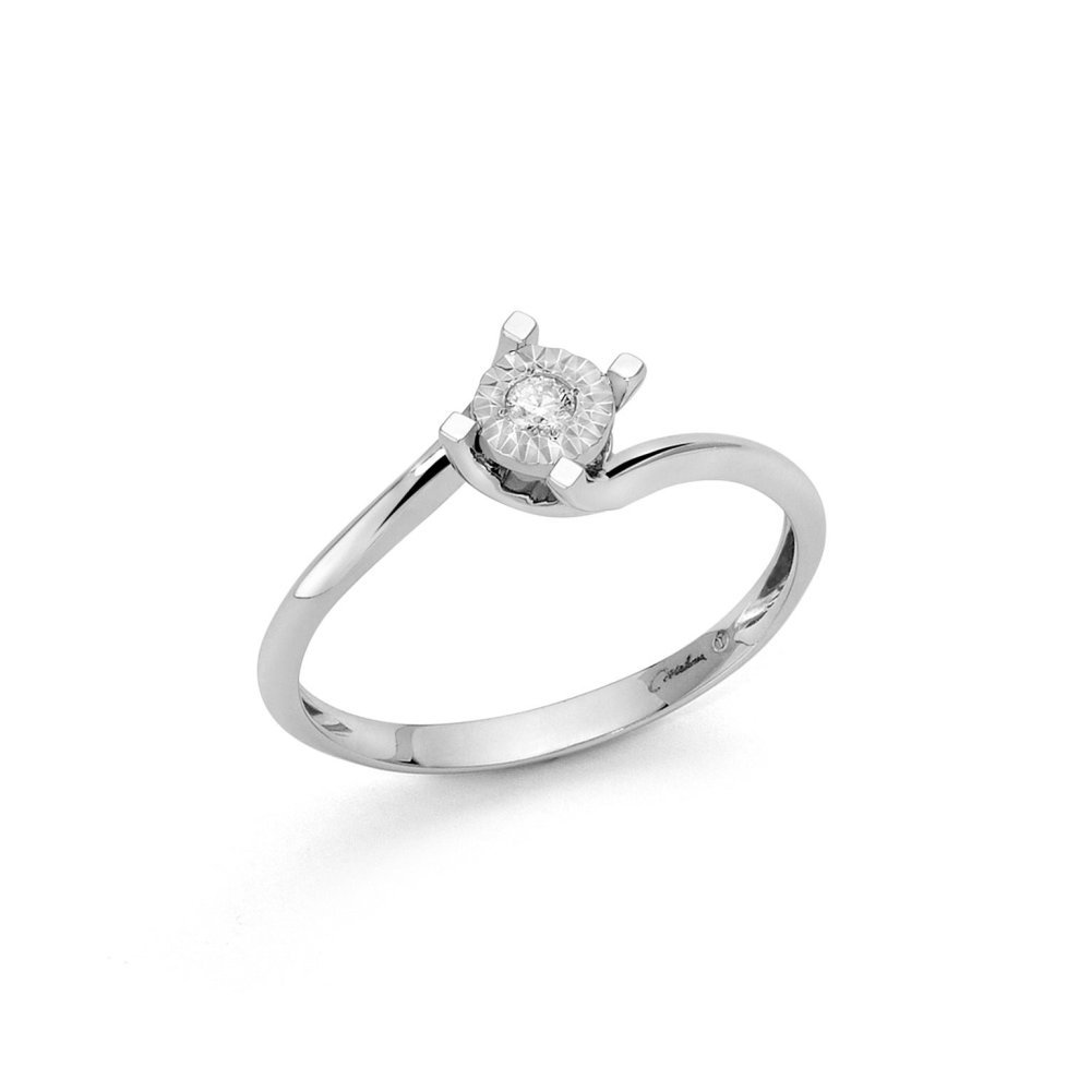 Miluna - Solitario Riflessi - Oro Bianco - Diamante Miluna - Solitario Riflessi - Oro Bianco - Diamante