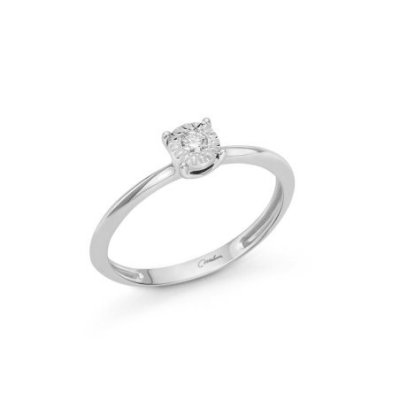 Miluna - Anello Solitario - Diamante - Oro Bianco