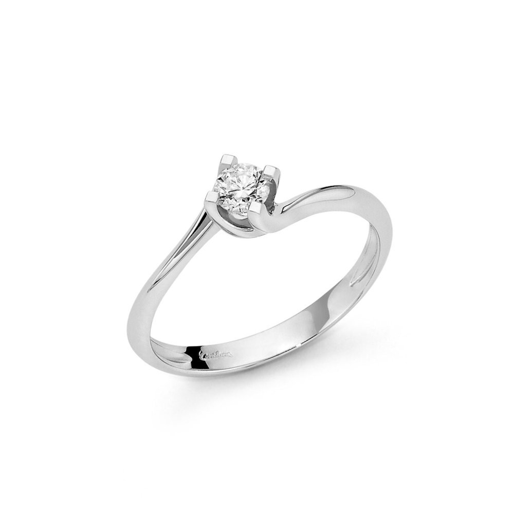 Miluna - Solitario A Valentino - Oro Bianco - Diamante Miluna - Solitario A Valentino - Oro Bianco - Diamante