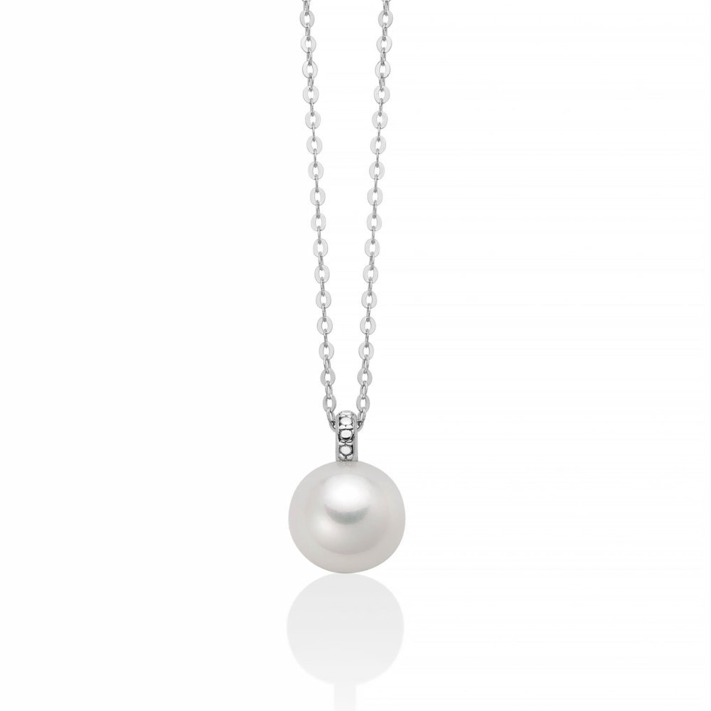Miluna - Collana Con Perla - Oro Bianco - Elegante Miluna - Collana Con Perla - Oro Bianco - Elegante