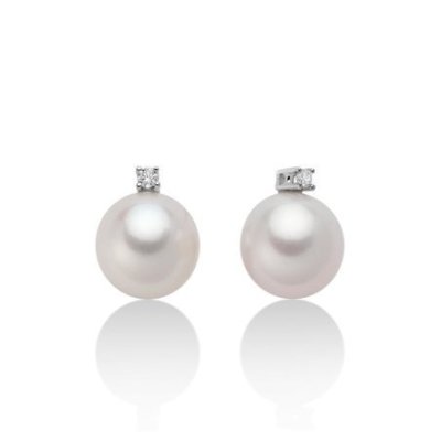 Miluna - Orecchini Di Perle Oriente - Oro Bianco - Diamante