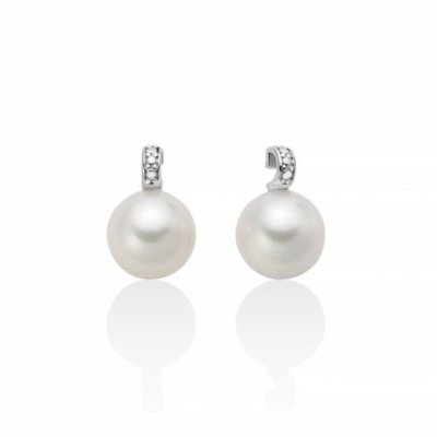 Miluna - Orecchini Pendenti - Perle Oriente - Oro Bianco