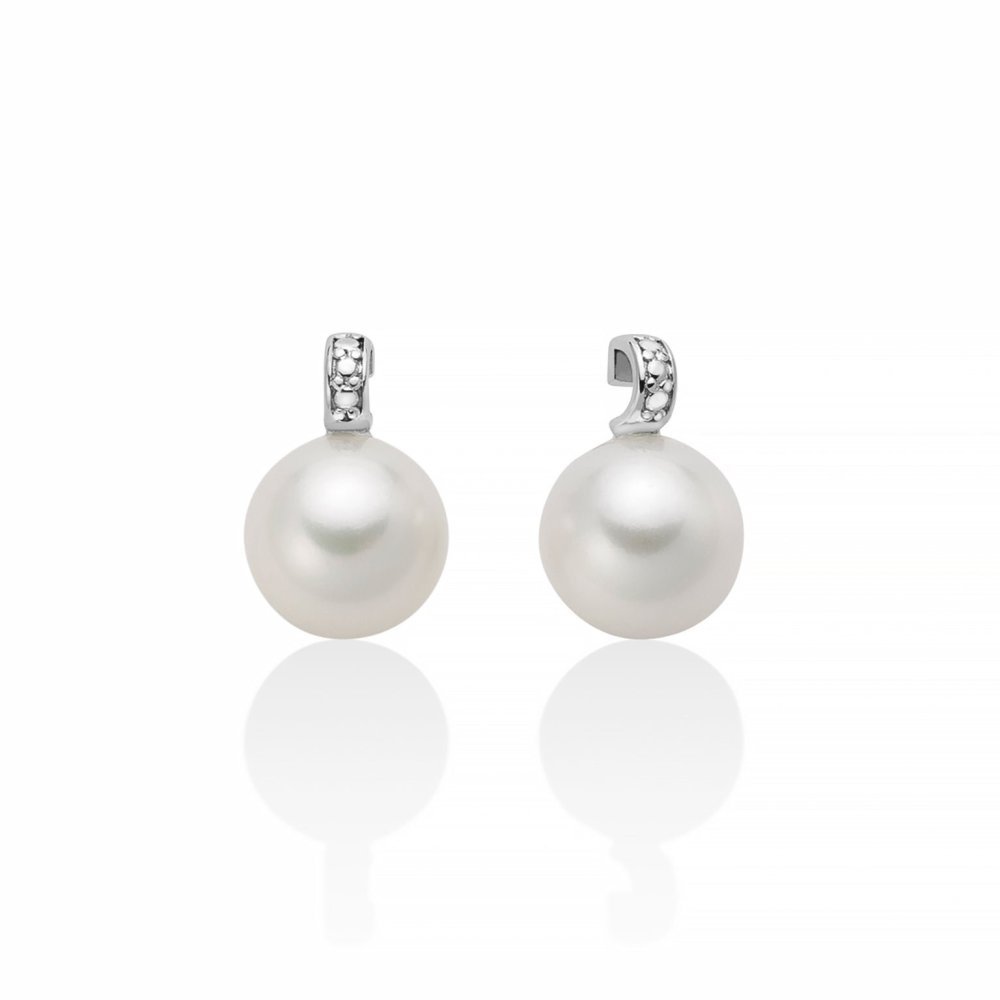 Miluna - Orecchini Pendenti - Perle Oriente - Oro Bianco