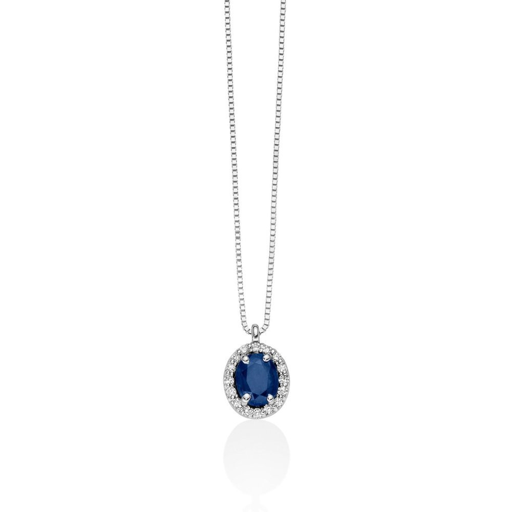 Miluna - Collana Zaffiro Blu - Oro Bianco - Diamanti Miluna - Collana Zaffiro Blu - Oro Bianco - Diamanti