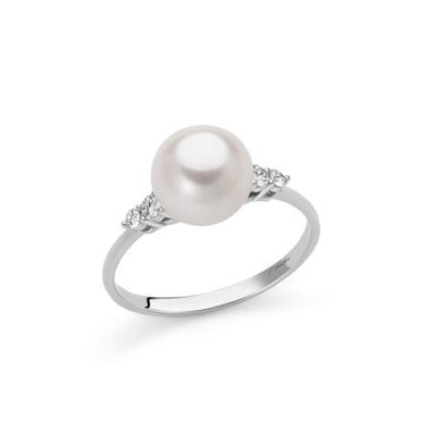 Miluna - Anello Perla Oriente - Oro Bianco