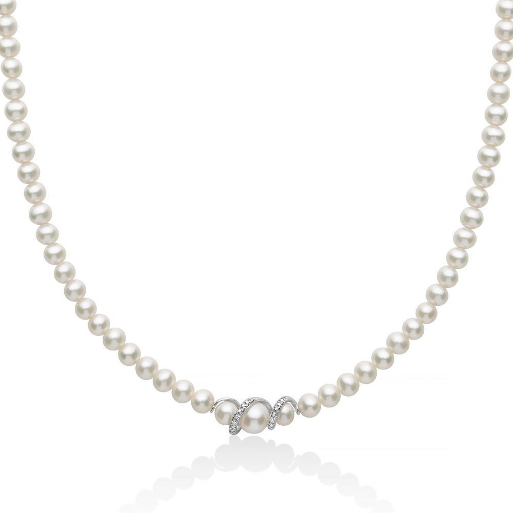 Miluna - Collana Di Perle Oriente - Oro Bianco - Diamanti Miluna - Collana Di Perle Oriente - Oro Bianco - Diamanti