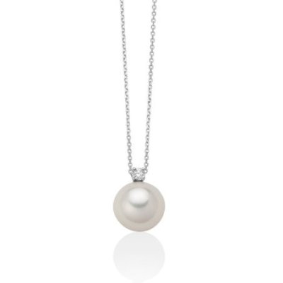 Miluna - Collana Con Perla - Oro Bianco - Diamante