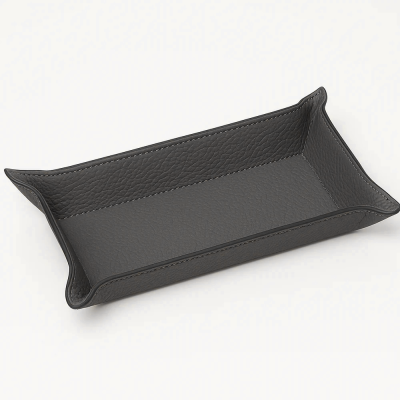 Svuotatasche modellabile in metallo rivestito in pelle naturale - RITO