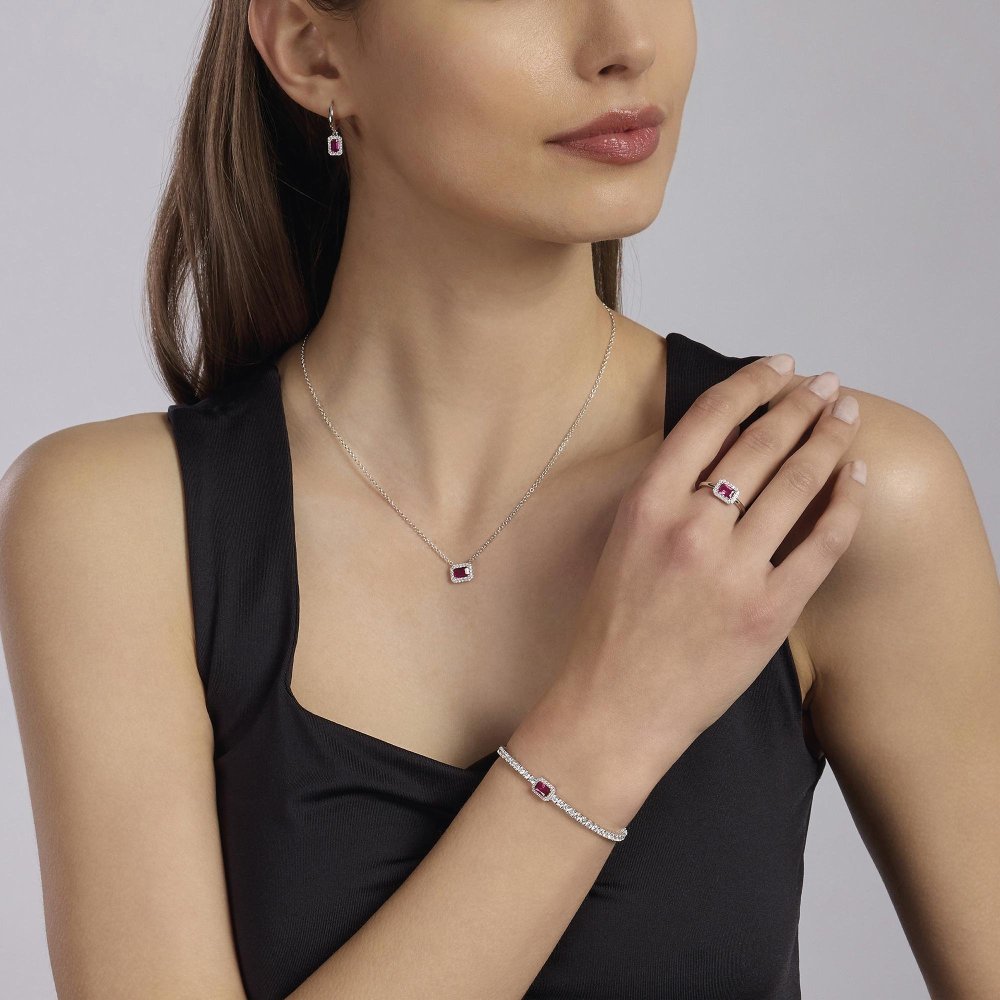 Mabina - Bracciale Tennis - Argento - Rubino Sintetico