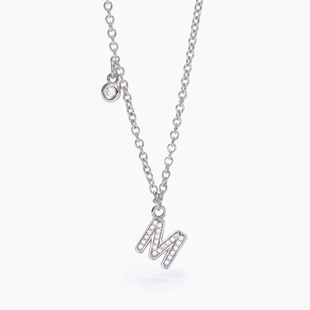 Mabina - Girocollo Lettera 'M' - Argento - Zirconi
