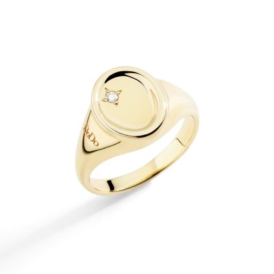 Anello Sigillo Oro Giallo & Diamante Bianco - Dodo