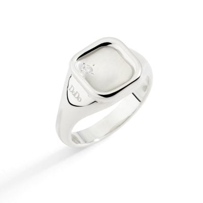 Anello Sigillo Argento & Diamante Bianco - Dodo