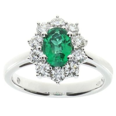Damiani - Anello In Oro Bianco - Diamante/Smeraldo