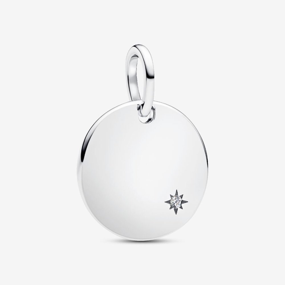 Charm Pendente Medaglia con diamante creato in laboratorio da incidere