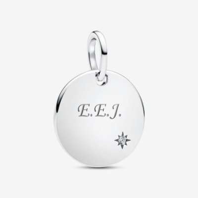 Charm Pendente Medaglia con diamante creato in laboratorio da incidere