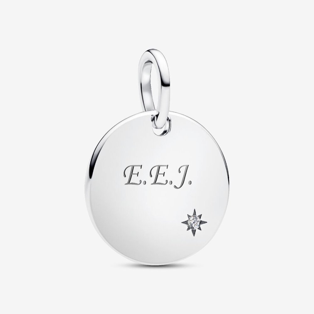 Charm Pendente Medaglia con diamante creato in laboratorio da incidere