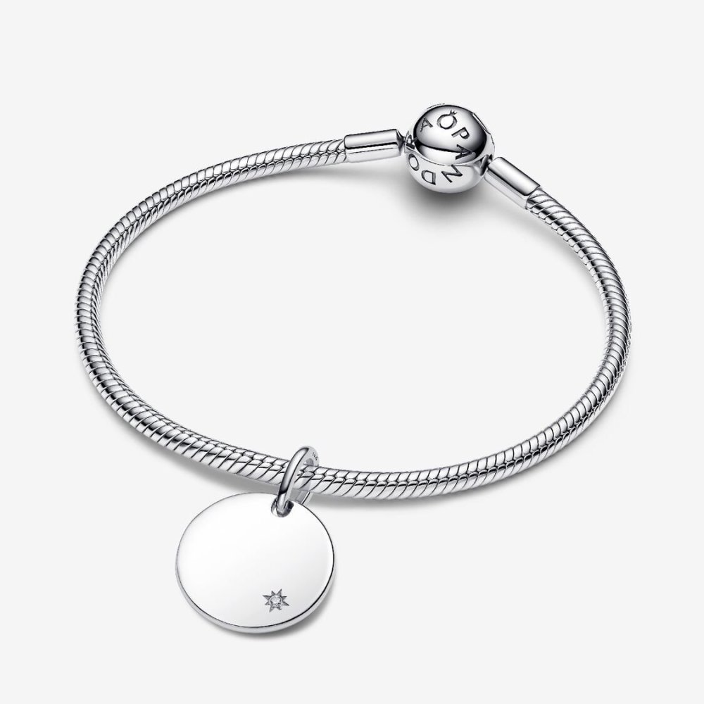 Charm Pendente Medaglia con diamante creato in laboratorio da incidere