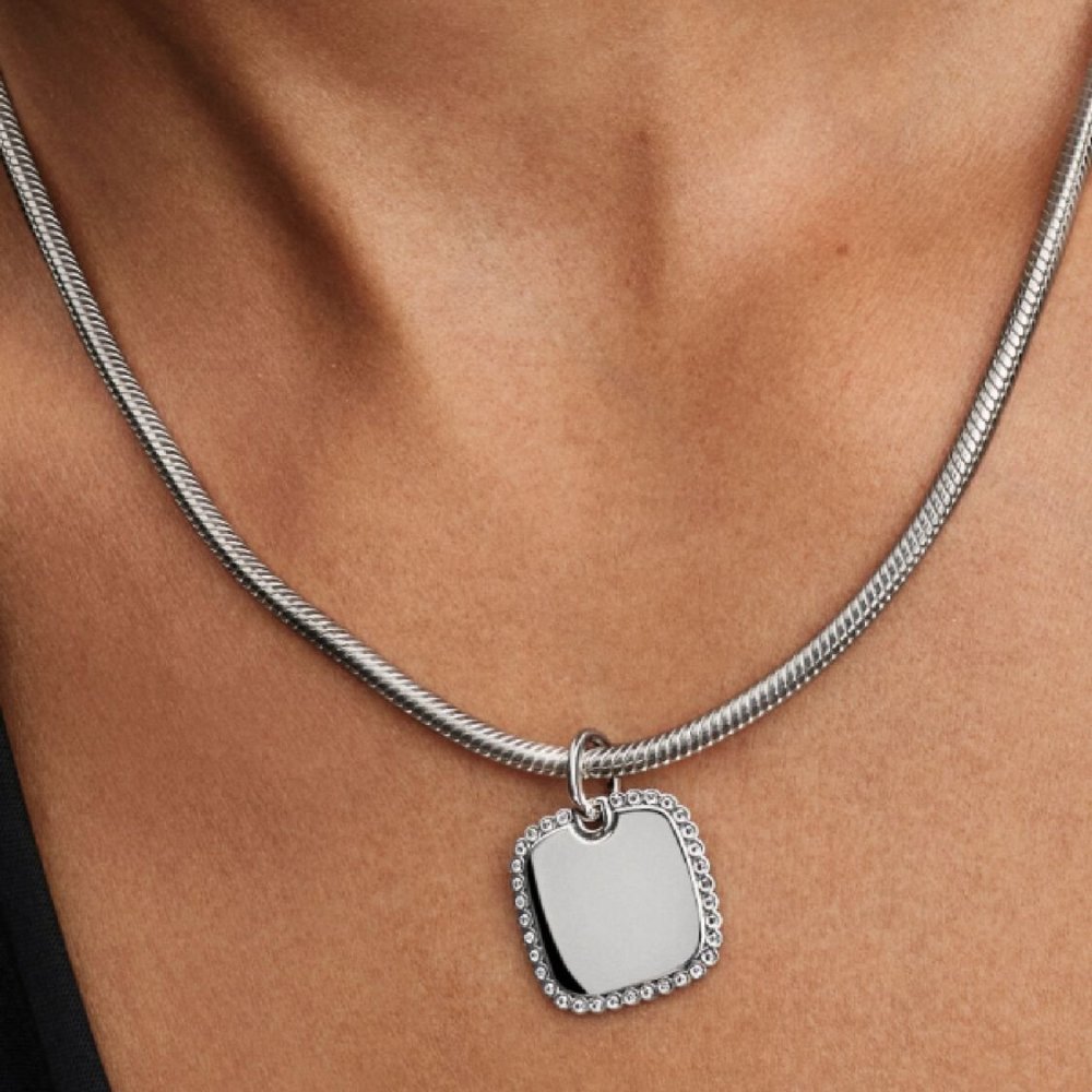 Charm Pendente Medaglia Quadrata Luminosa da incidere