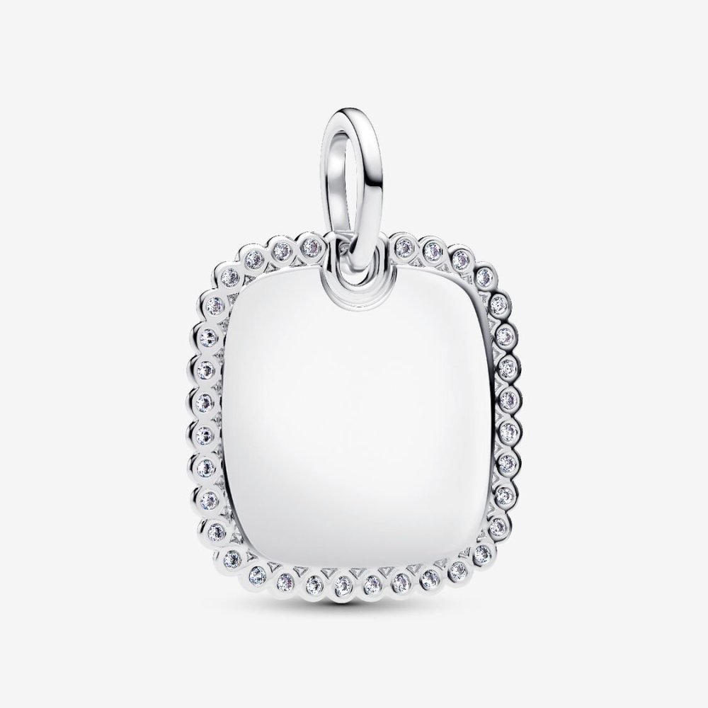 Charm Pendente Medaglia Quadrata Luminosa da incidere