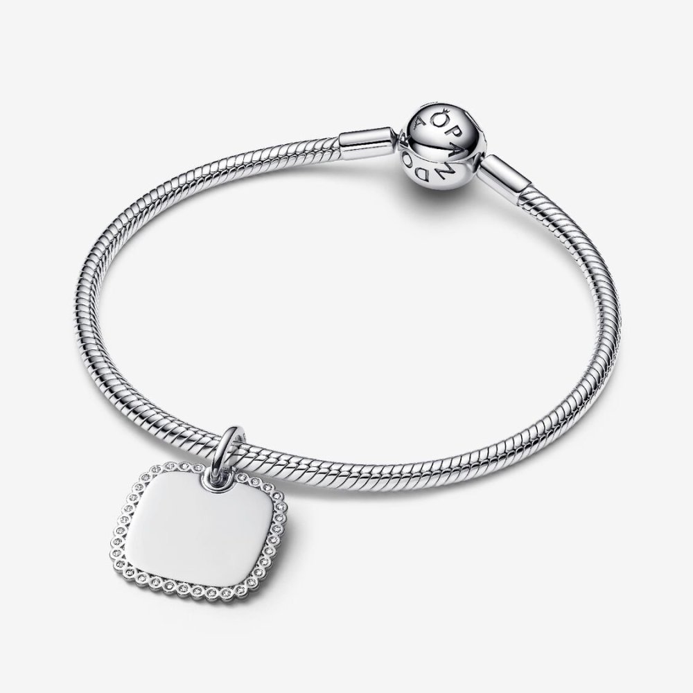 Charm Pendente Medaglia Quadrata Luminosa da incidere