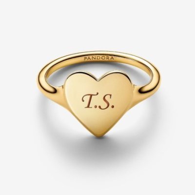 Celebra l'amore e i legami con il nuovo anello con cuore e placcatura in Oro 14K, pronto per essere inciso con un messaggio ricc