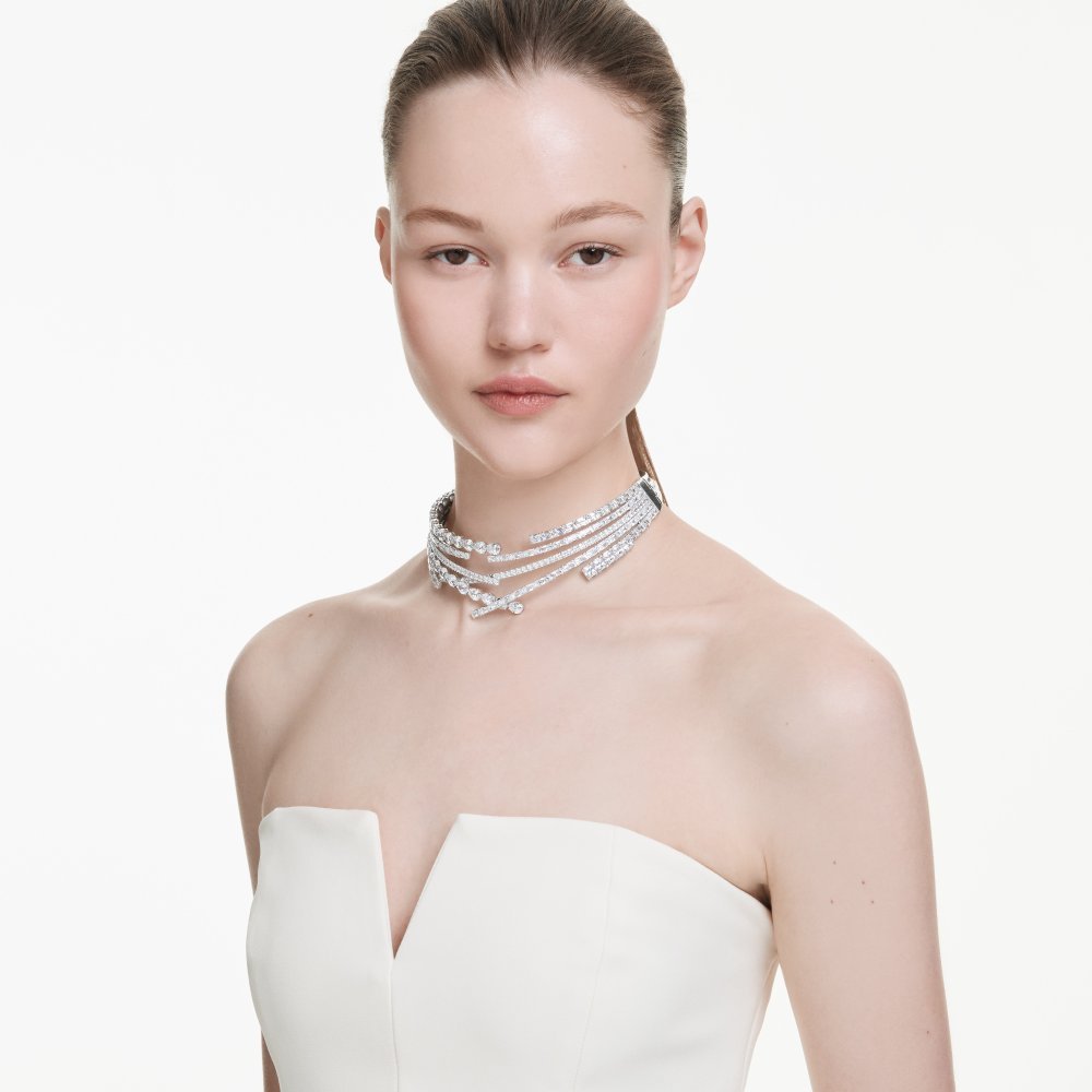 Swarovski - Girocollo Matrix - Placcato Rodio - Bianco