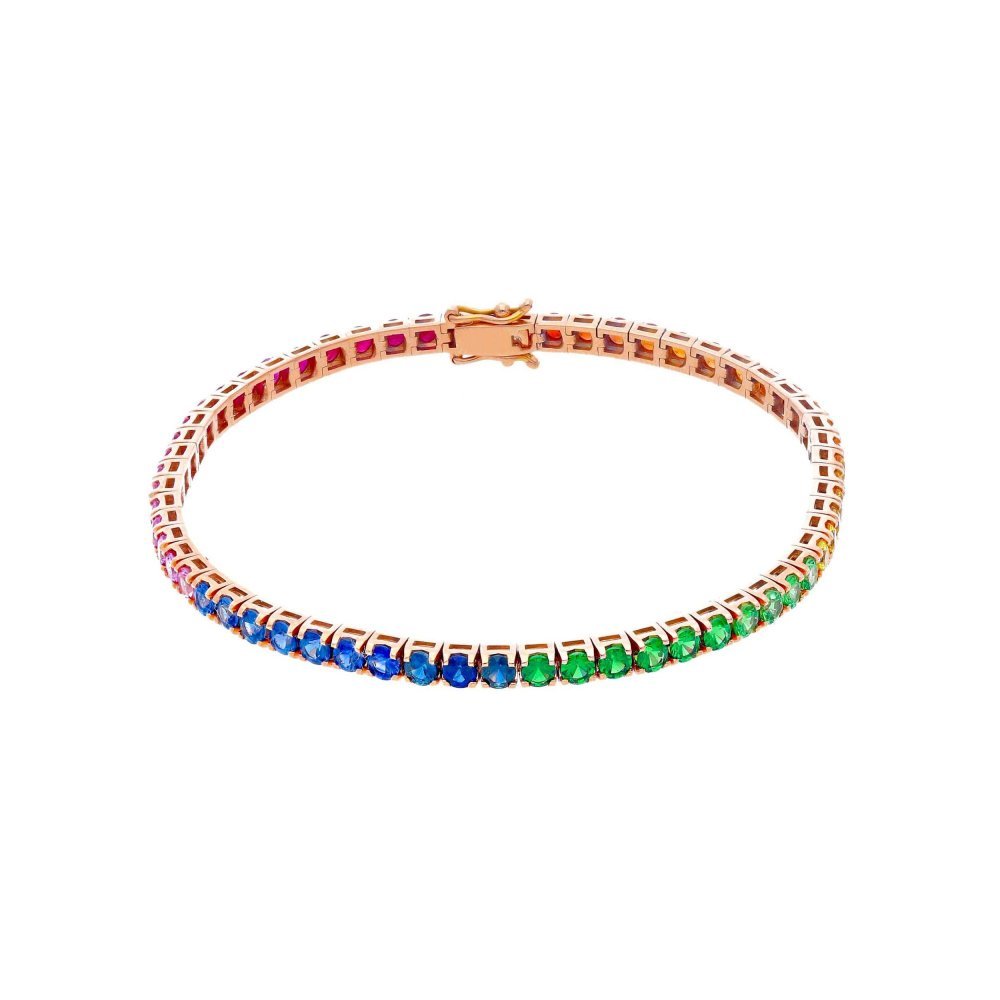 Songa Antonio - Bracciale Tennis - Oro Rosa - Zaffiro