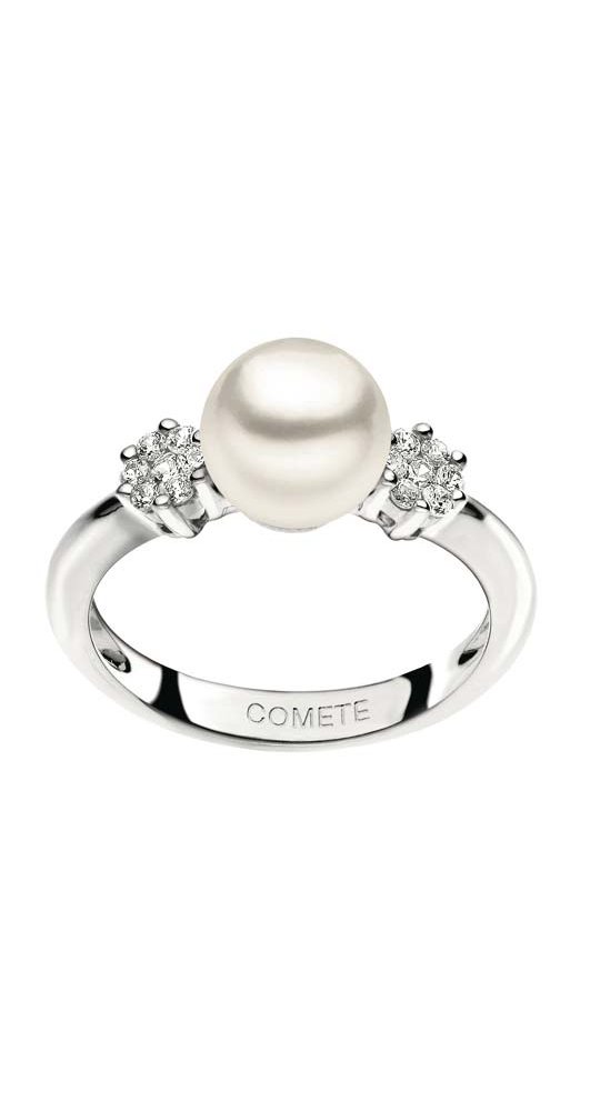 Comete Gioielli - Anello Diamanti - Oro 18 Kt - Perla
