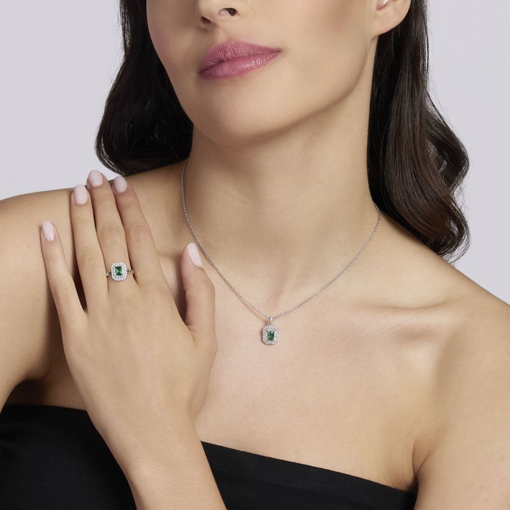 Mabina - Anello Argento 925 - Smeraldo Sintetico
