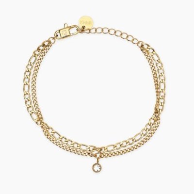 Kidult - Bracciale In Acciaio - Pvd Giallo - Cristalli