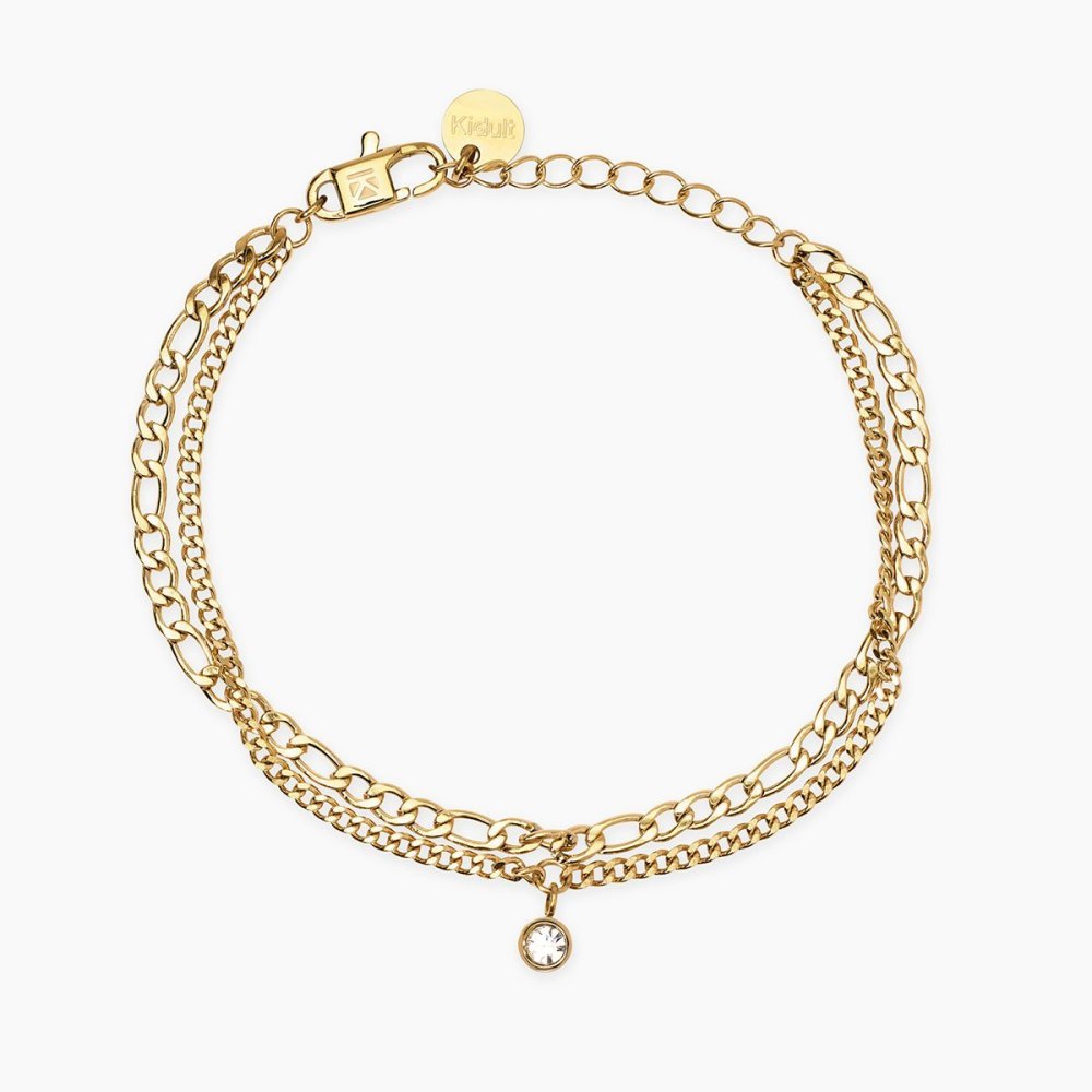 Kidult - Bracciale In Acciaio - Pvd Giallo - Cristalli