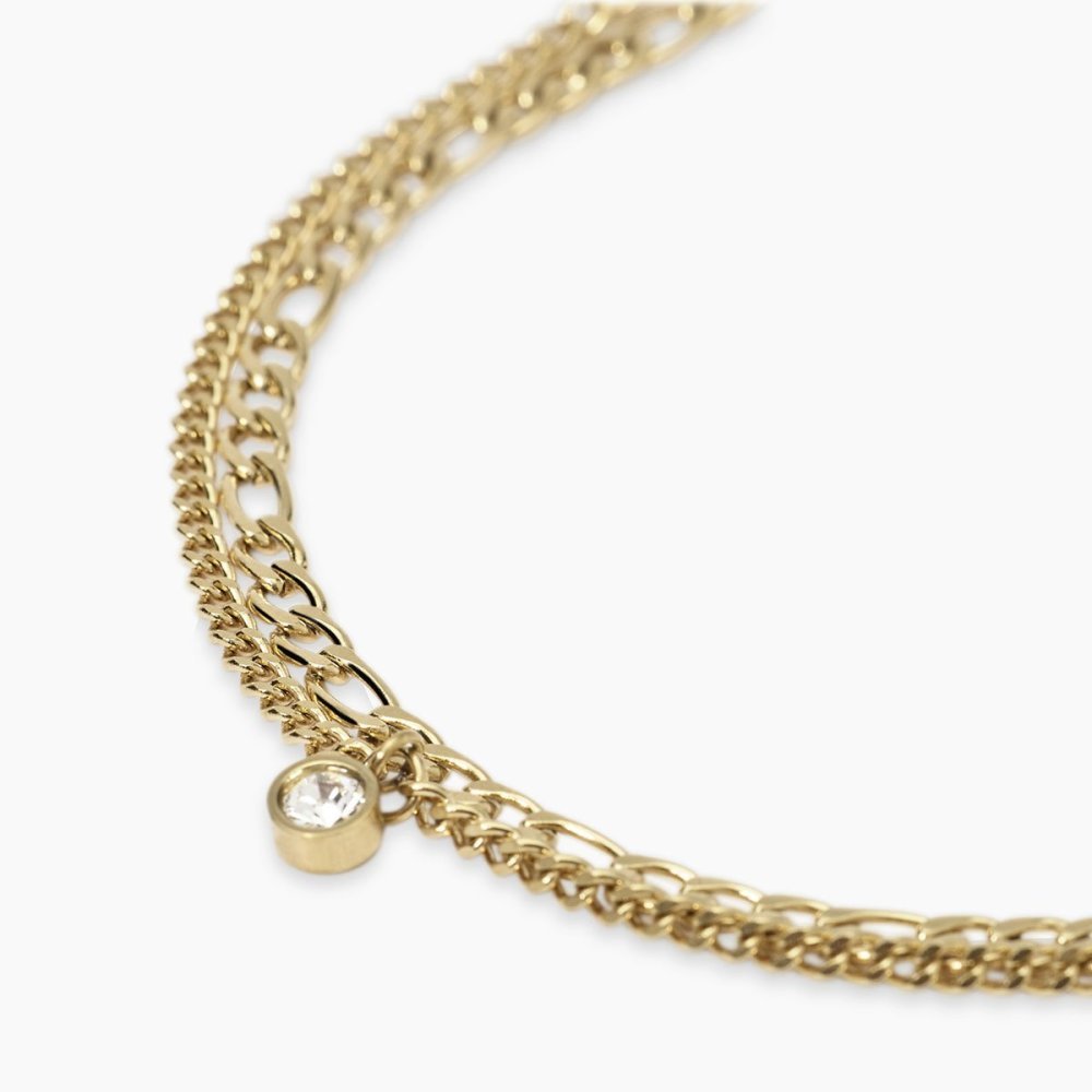Kidult - Bracciale In Acciaio - Pvd Giallo - Cristalli
