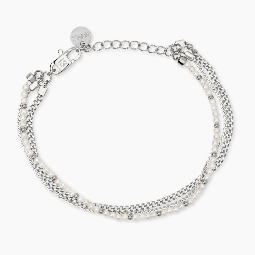 Kidult - Bracciale In Acciaio 316L - Perle Conchiglia
