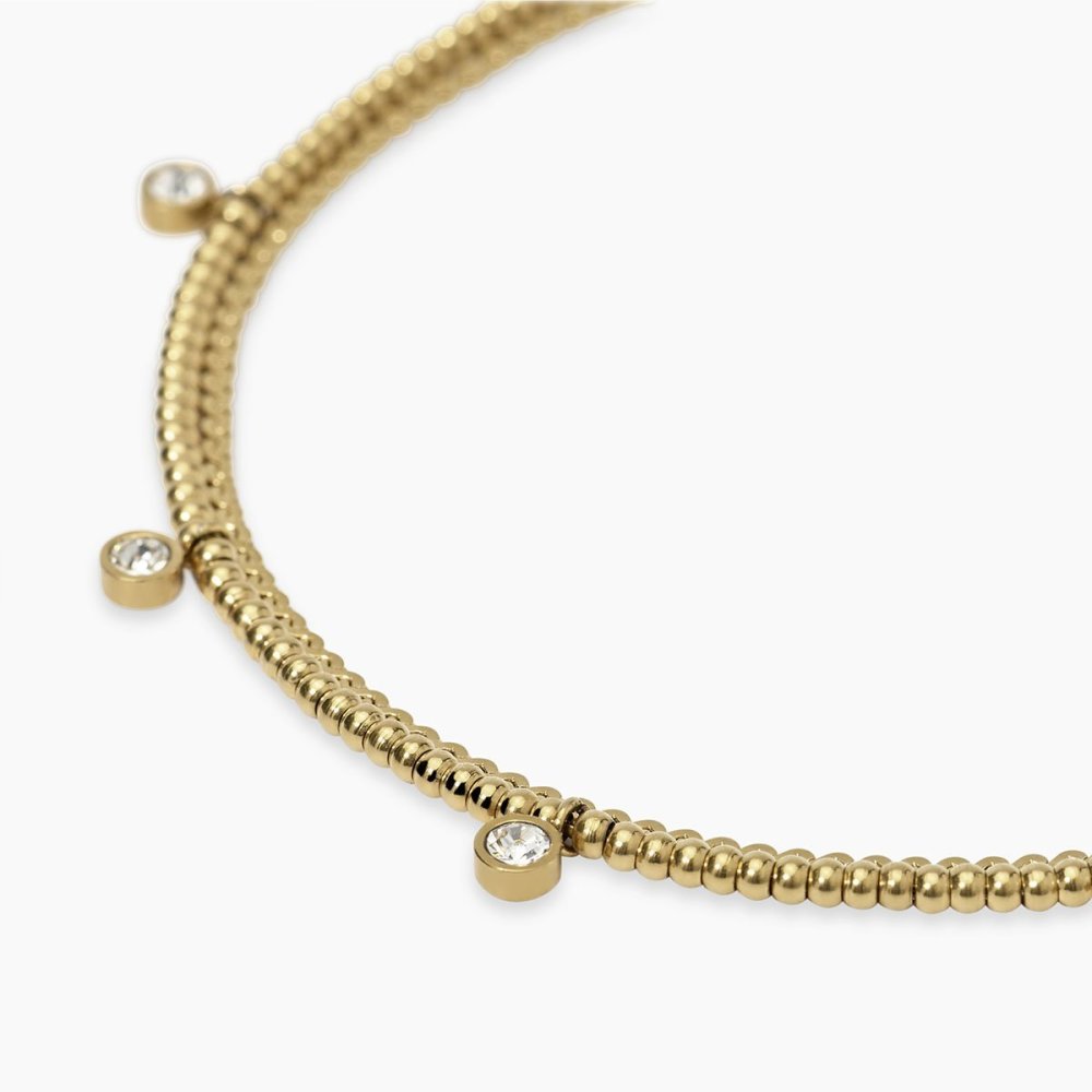 Kidult - Bracciale In Acciaio - Pvd Giallo - Cristalli