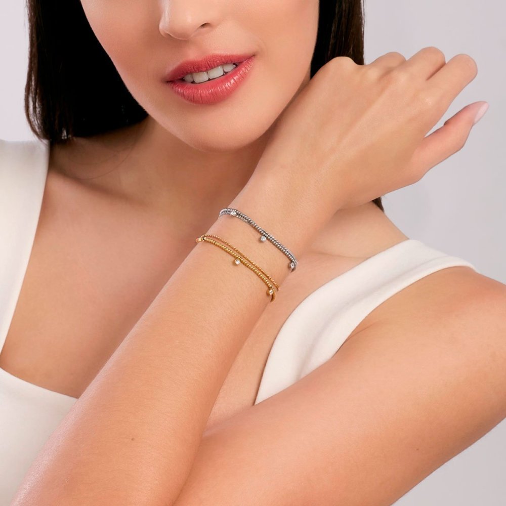 Kidult - Bracciale In Acciaio - Pvd Giallo - Cristalli