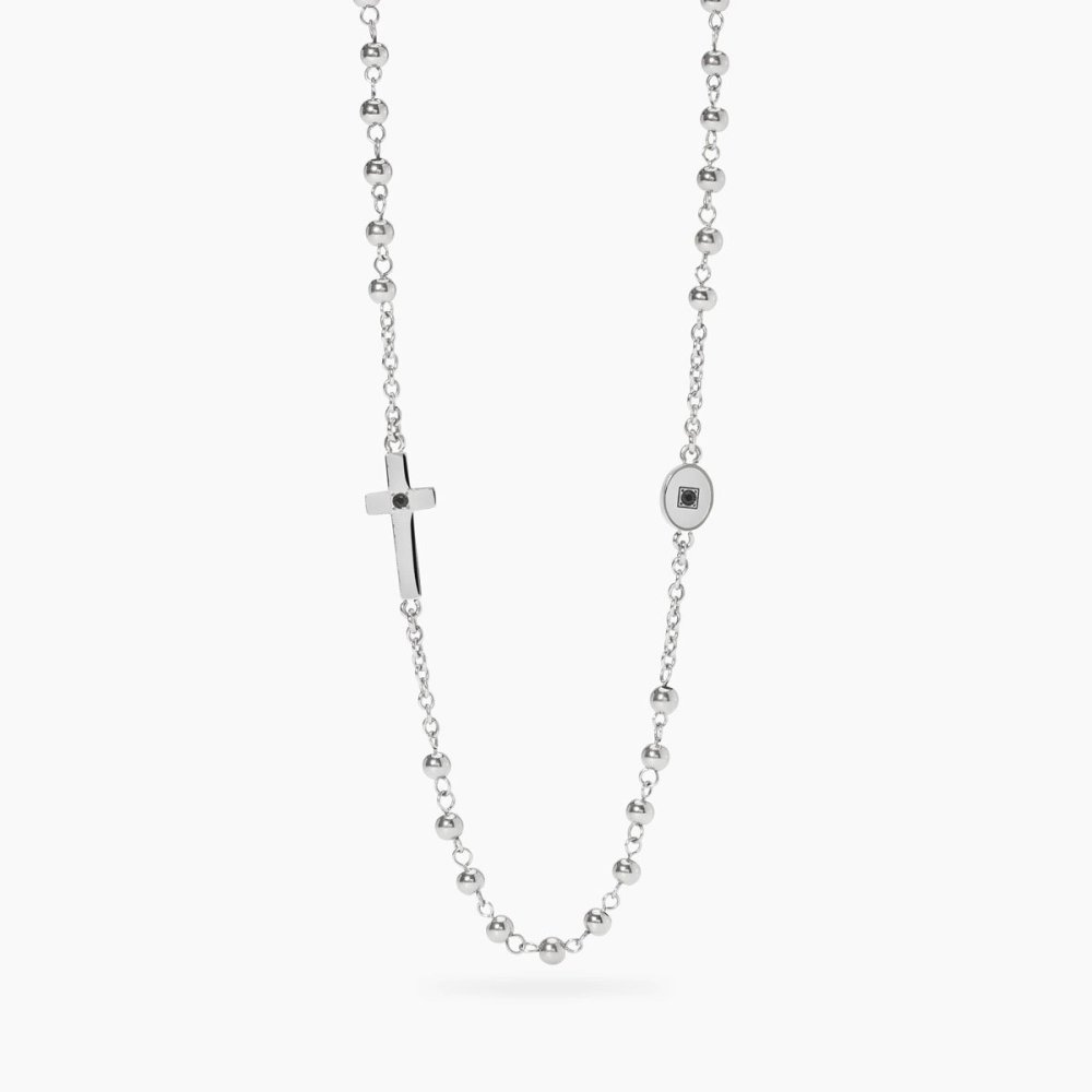 Kidult - Collana In Acciaio 316L - Cristalli Neri