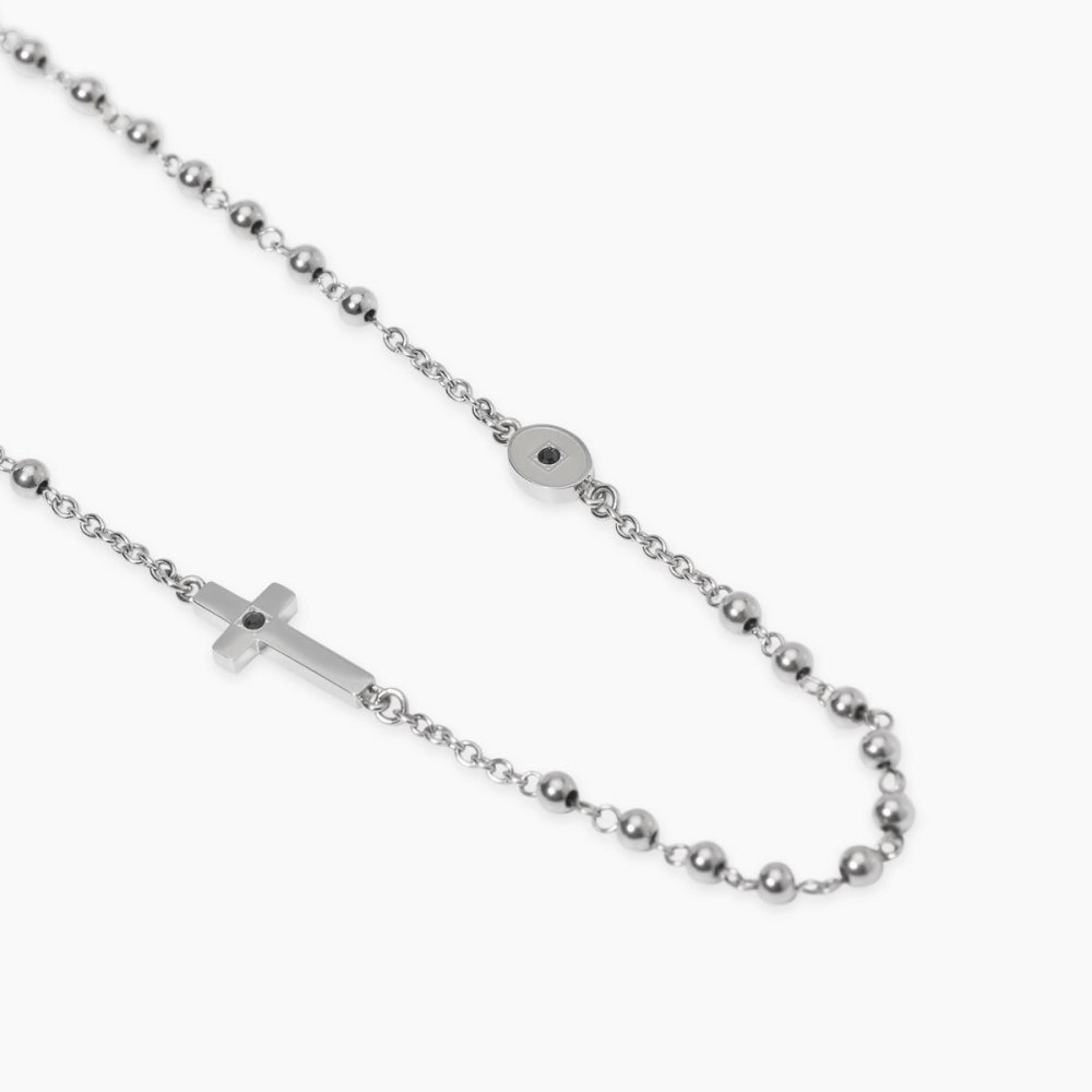 Kidult - Collana In Acciaio 316L - Cristalli Neri