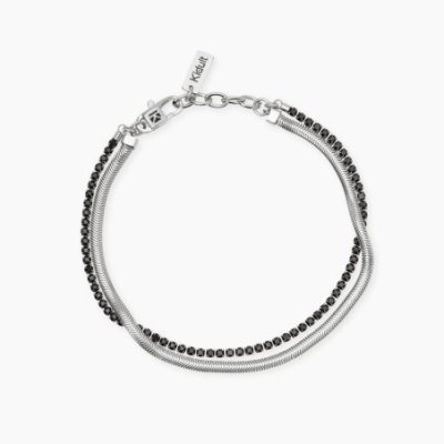 Kidult - Bracciale In Acciaio - Cristalli Neri