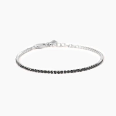 Kidult - Bracciale In Acciaio - Cristalli Neri