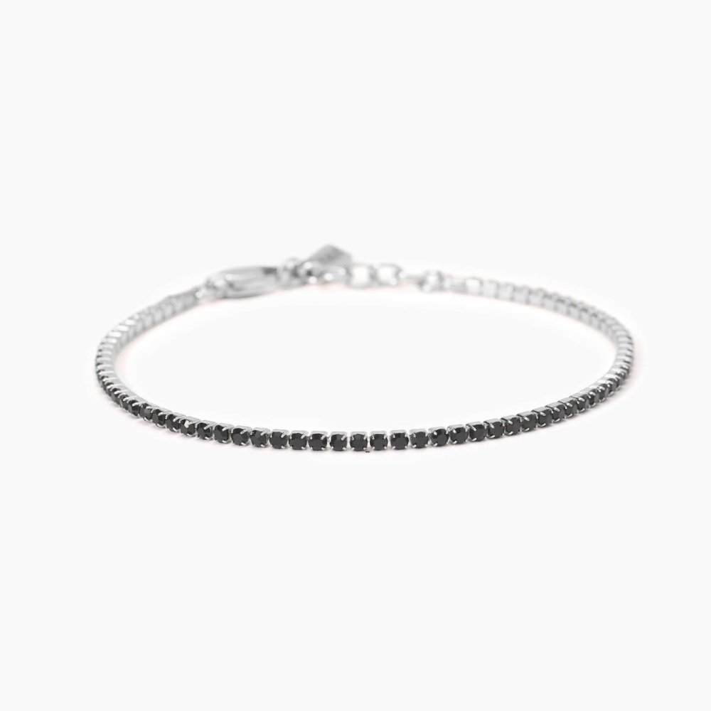 Kidult - Bracciale In Acciaio - Cristalli Neri